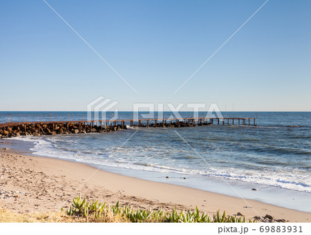 Mediterranean Landing Stage.  A landing stage in the Mediterranean Sea viewed from the southern Turkish coastline near Turkler.	 69883931
