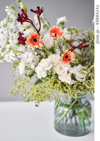 Bouquet 003. Series, step by step installation of flowers in a vase. Flowers bunch, set for home. Fresh cut flowers for decoration home. European floral shop. Delivery fresh cut flower. 69884241