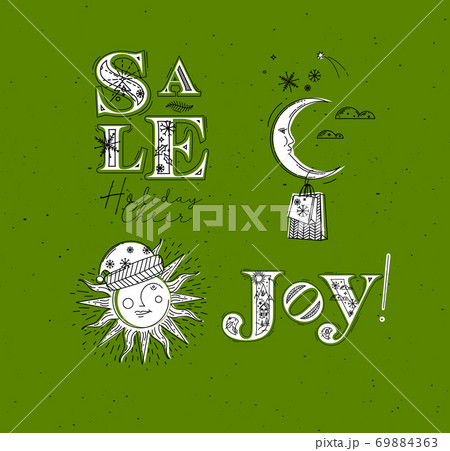 Merry christmas elements green 69884363