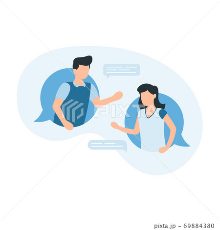 Online conversation. Man and women communicate. Vector illustration Online conversation. Man and women communicate. Vector illustration 69884380