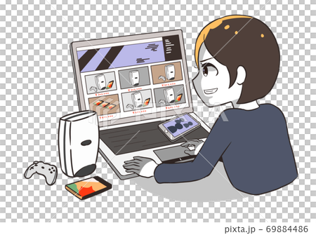ゲーム機転売を企てる女性 69884486