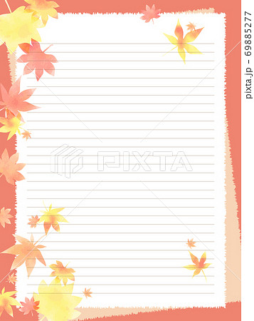 和風の落ち葉の便箋フレーム 和風の落ち葉の便箋フレーム 69885277