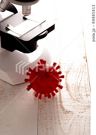 新型コロナウイルス　模型　研究　イメージ 69885813