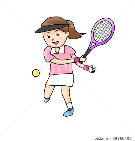 テニスをする女の子のイラスト素材
