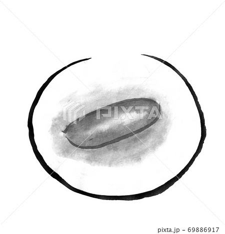 おでんのソーセージ 墨の手描きイラスト のイラスト素材