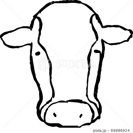 リアルな牛 乳牛 丑年 牧場 手描きイラストのイラスト素材