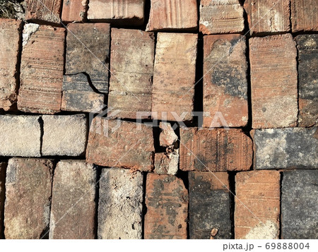 red old bricks laid in one plane red old bricks laid in one plane 69888004