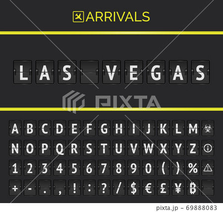 Vector Mechanical airport scoreboard for flights to land of casino Las Vegas. Flight arrivals flip board 69888083
