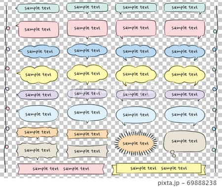 Horizontal handwritten balloons, headlines, and treatments with sample text 69888238