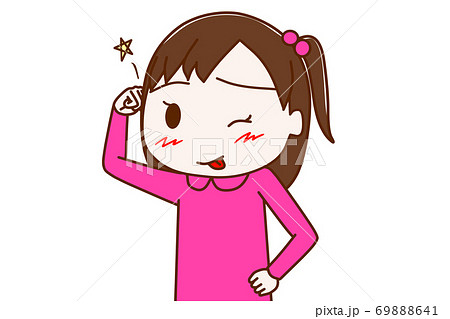 失敗してテヘっとペロリ舌を出してごまかす少女のイラスト素材