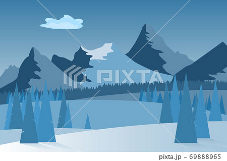 Landscape with winter day in forest and mountains Landscape with winter day in forest and mountains 69888965