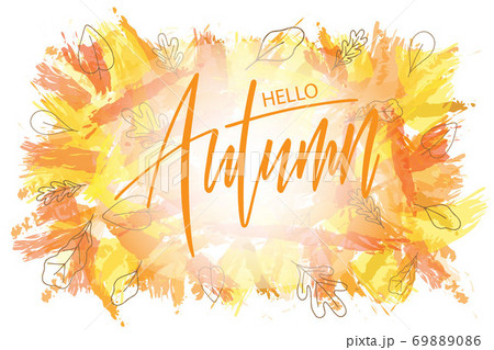 Hello Autumn brush hand lettering text banner 69889086