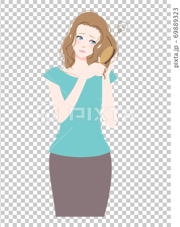 A woman suffering from dry hair 69889323