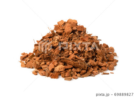 Coconut Husk Chips on white background ,Use for Planting material Coconut Husk Chips on white background ,Use for Planting material 69889827