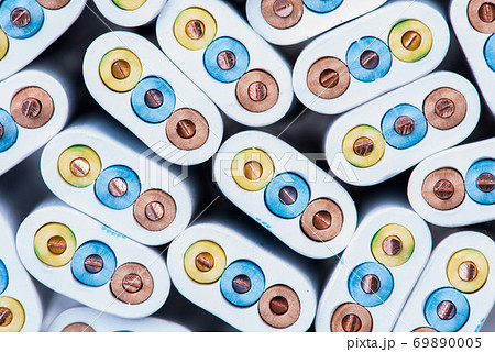 Electrical cable close-up, cross section, energy and technology concept 69890005