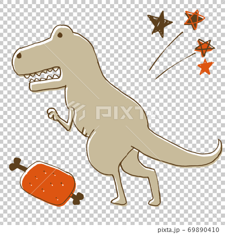 ゆるいティラノサウルスのイラストのイラスト素材