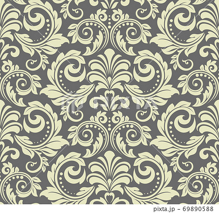 Wallpaper in the style of Baroque. Seamless background. Grey floral ornament. Graphic pattern for fabric, wallpaper, packaging. Ornate Damask flower ornament Wallpaper in the style of Baroque. Seamless background. Grey floral ornament. Graphic pattern for fabric, wallpaper, packaging. Ornate Damask flower ornament 69890588