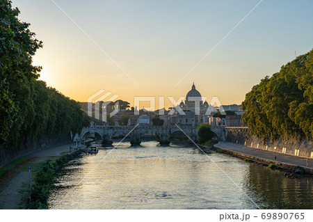 Sunset view of Vatican city in Rome, Italy 69890765