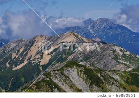 水晶岳山頂からの赤牛岳と立山 水晶岳山頂からの赤牛岳と立山 69890951
