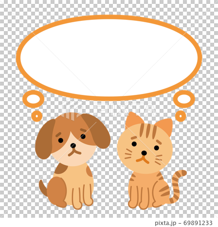 困っている犬と猫　吹き出し 69891233