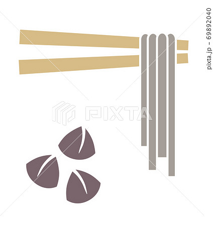箸にかかるそば 蕎麦の実のベクトルイラストのイラスト素材 6940