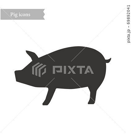豚のシルエット型ベクターアイコンのイラスト素材 6941