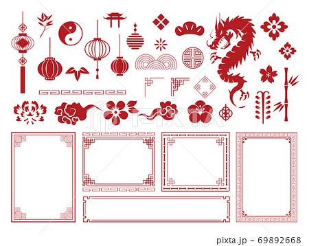 中華風 中国風フレーム素材のイラスト素材