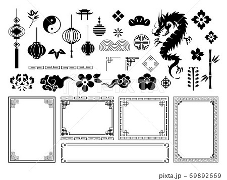 中華風 中国風 フレーム素材のイラスト素材