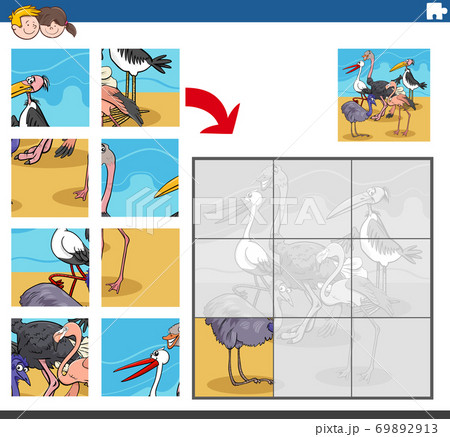 jigsaw puzzle game with comic birds animal characters 69892913