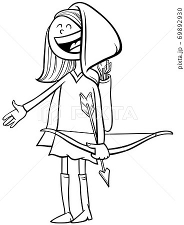 girl in Robin Hood costume at Halloween party coloring book page girl in Robin Hood costume at Halloween party coloring book page 69892930