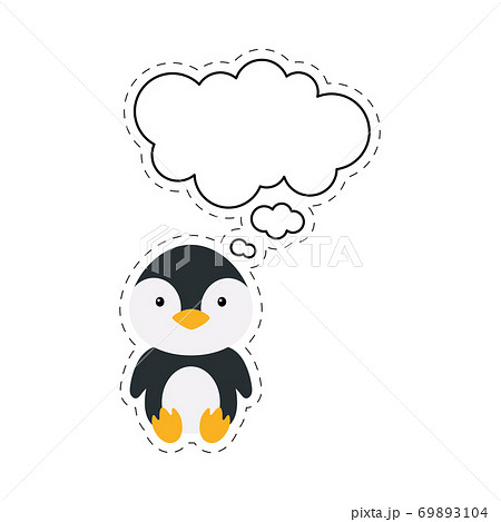 Cute cartoon penguin with speech bubble... - Stock Illustration [69893104]  - PIXTA