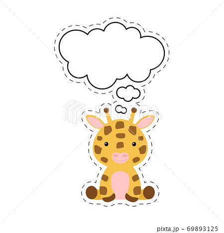 Cute cartoon giraffe with speech bubble... - Stock Illustration [69893125]  - PIXTA