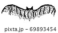 Halloween lettering on silhouette bat . 69893454