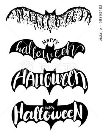 Halloween lettering on silhouette bat . 69893482