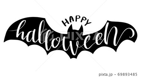 Halloween lettering on silhouette bat . 69893485