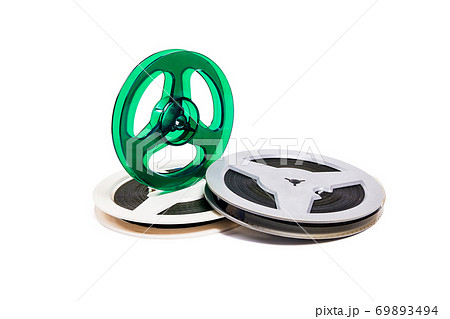 Old cine film strip isolated on white background. With clipping path. 69893494