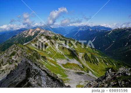 水晶岳山頂からの北方面の景色 69893596
