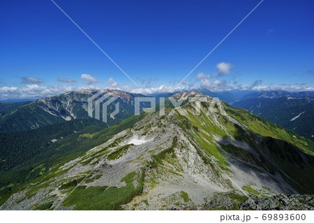 水晶岳山頂からの北方面の景色 水晶岳山頂からの北方面の景色 69893600