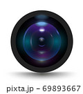 Vector illustration of colorful camera lens on white background. Icon for camera lens.  69893667