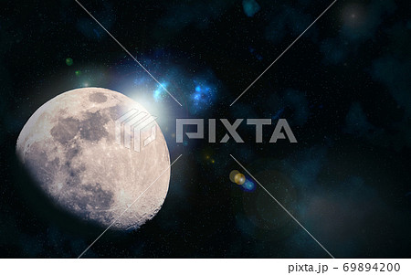 月宇宙背景素材イメージのイラスト素材 6940