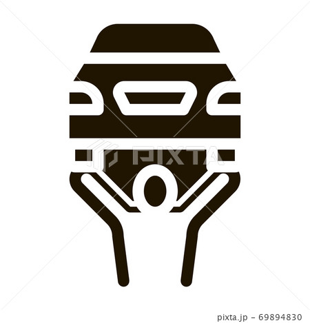 Man Raises Car Icon Vector Glyph Illustration Man Raises Car Icon Vector Glyph Illustration 69894830