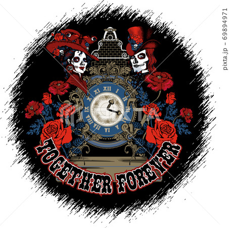 Template for a poster or advertising on Halloween. Mystical character. Engraving style 69894971