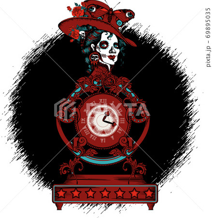 Template for a poster or advertising on Halloween. Mystical character. Engraving style 69895035