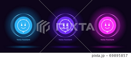 Virtual voice assistant, personal chat bot. Vector set of virtual bots for mobile interface and voice recognition 69895857
