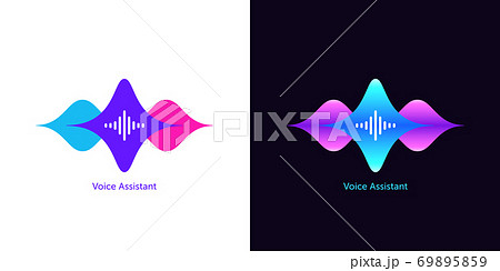Acoustic wave shape for voice assistant, abstract sound wave. Voice dialing, control and speech recognition 69895859