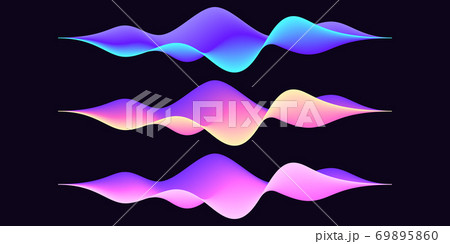 Set of abstract wave shape for voice recognition system, futuristic waveform for virtual assistant. Gradient audio wave 69895860