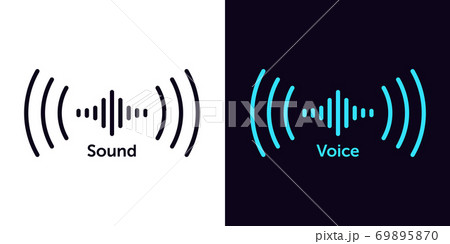 Sound wave icon for voice recognition in virtual assistant, speech sign. Abstract audio wave, voice command control 69895870