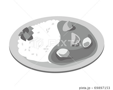 お皿に乗った日本風のカレーライス 野菜カレー のイラスト素材 69897153 Pixta