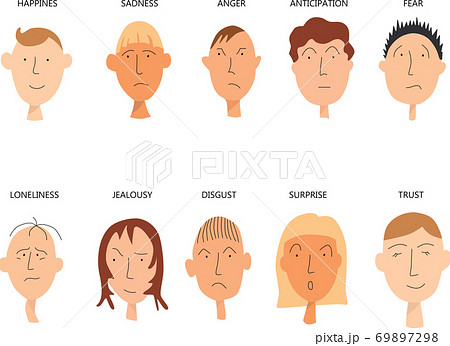 10 emotion character people face. Flat outline constructor isolated on white background. Set faces icons for design vector illustration. 10 emotion character people face. Flat outline constructor isolated on white background. Set faces icons for design vector illustration. 69897298