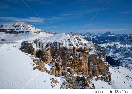 Ski resort in Dolomites, Italy 69897557